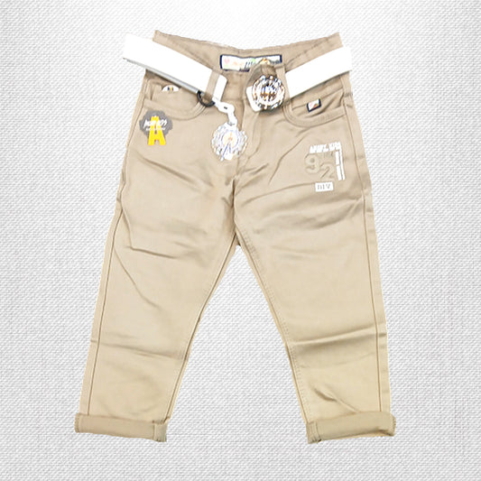 Pariari Boys Fashionable Khaki Pants with White Belt