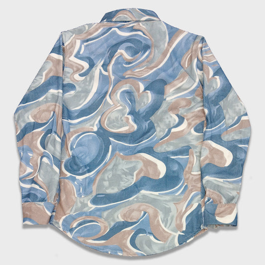 Pariari Boys Blue Swirl Abstract Full-Sleeve Shirt