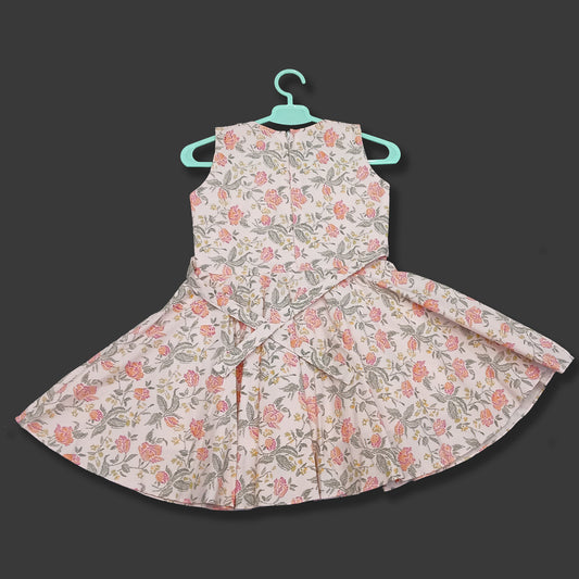 Pariari Girls Floral Printed Sleeveless Dress for Girls