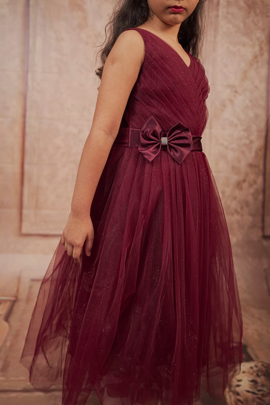 Pariari Girls Sleeveless Bow Fitted Party Dress