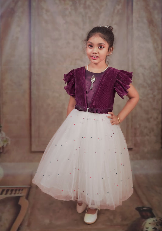 Pariari Girls Velvet & Tulle Sparkle Party Dress