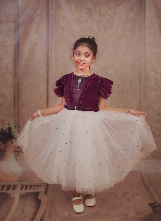 Pariari Girls Velvet & Tulle Sparkle Party Dress