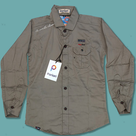 Pariari Boys Classic Khaki Utility Shirt