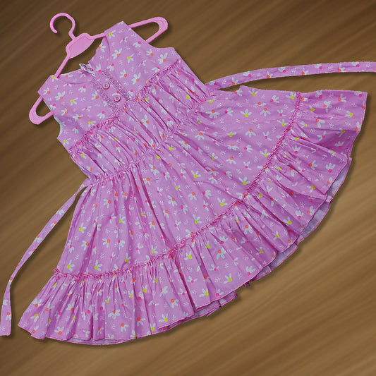 pariari Girls Purple Floral Printed Dress