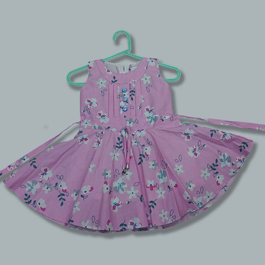 pariari Girls Pink Floral Sleeveless Dress for Girls