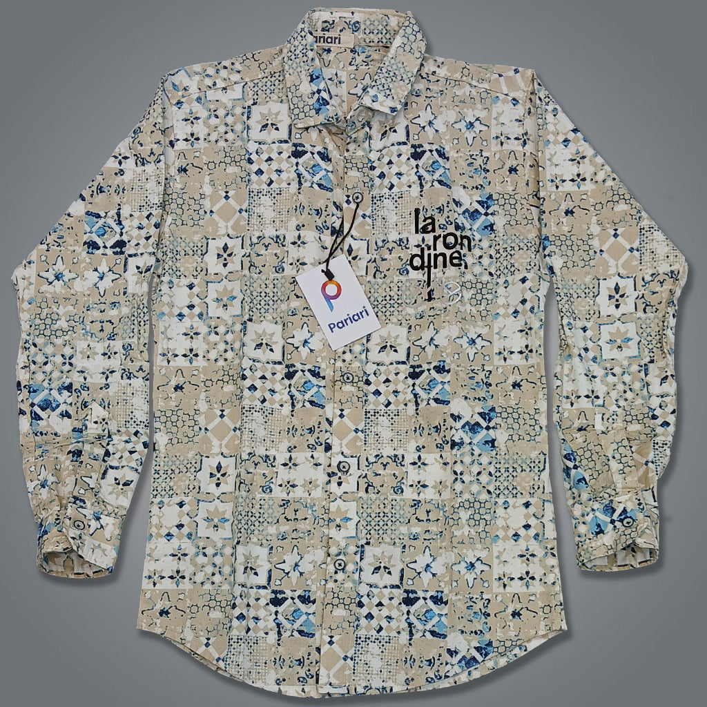 Pariari Boys Elegant Mosaic Print Shirt