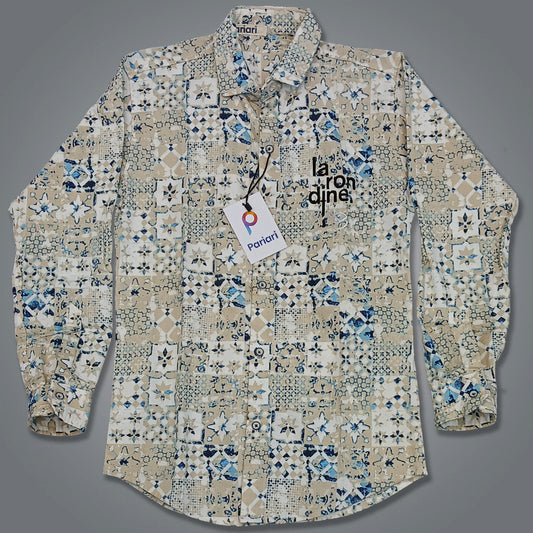 Pariari Boys Elegant Mosaic Print Shirt