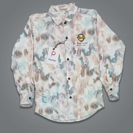 Pariari Boys Watercolor Printed Full-Sleeve Shirt