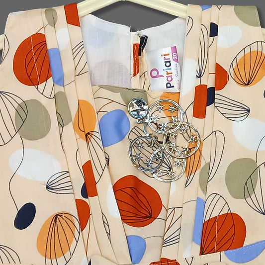 Pariari Girls Multicolour Polka Dot Sleeveless Dress