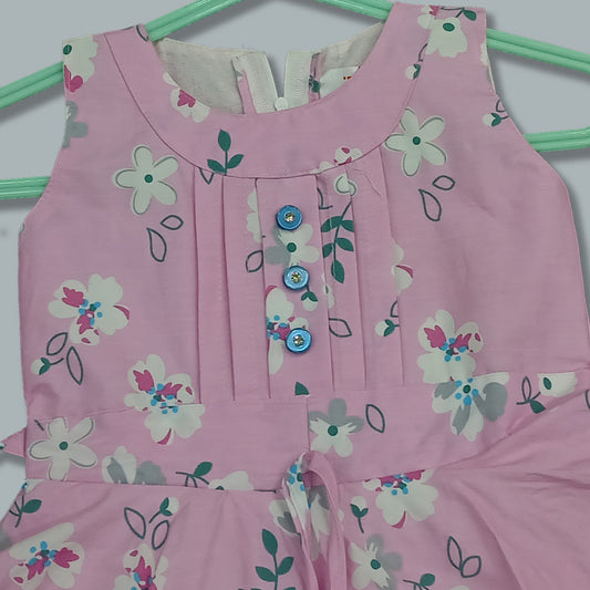 pariari Girls Pink Floral Sleeveless Dress for Girls