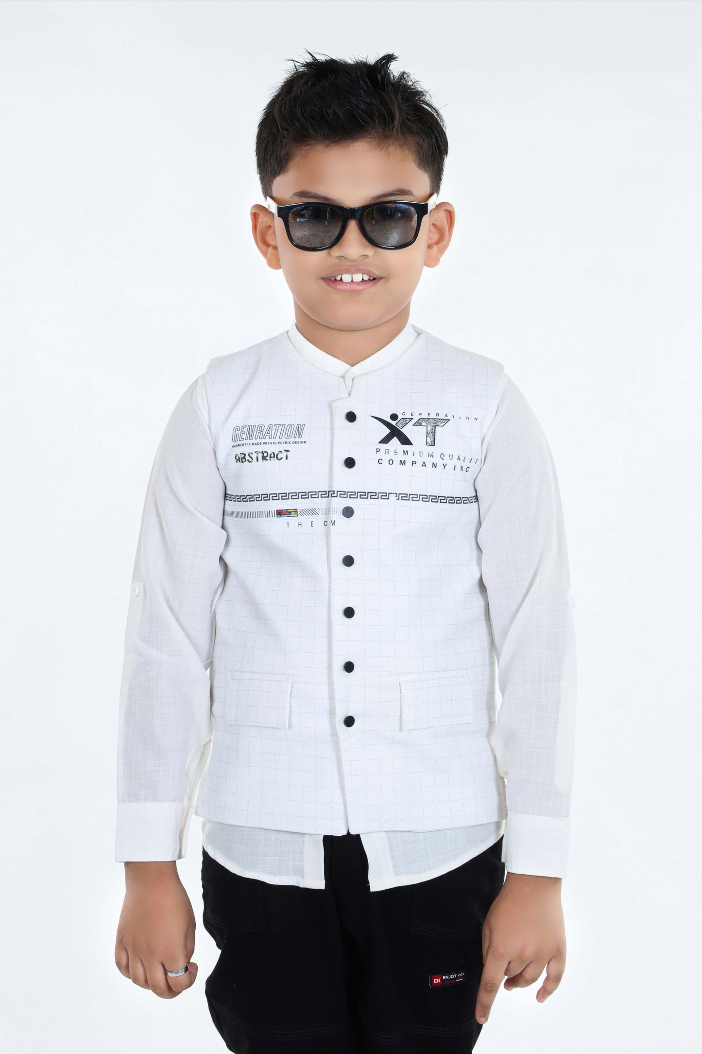 Pariari Kids Party Wear Shirt, Pant and jacket Set (White), Boys