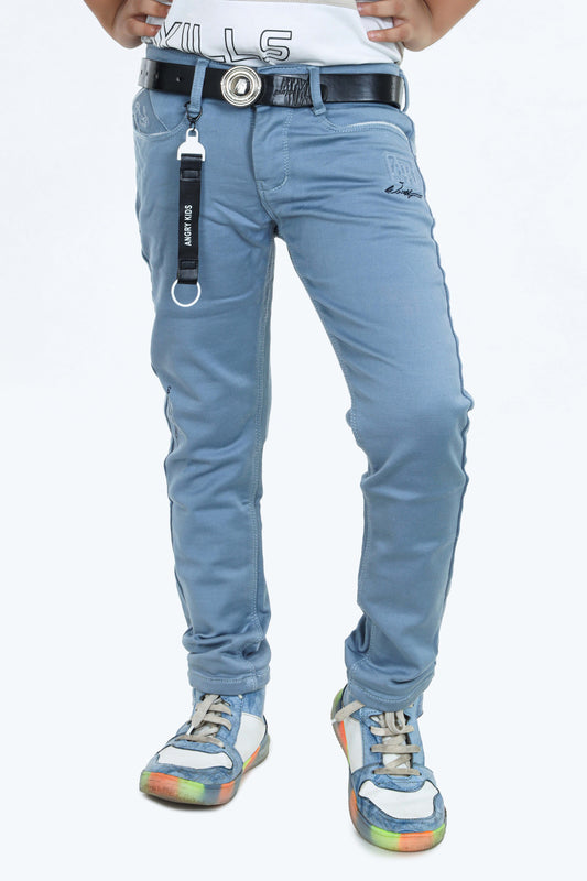 Pariari Boys blue chinos with key ring and belt