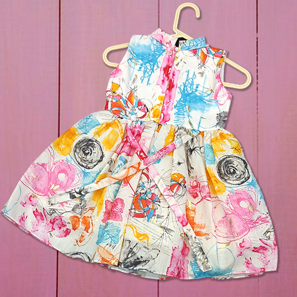 pariari girls Colorful Artistic Design Cotton Frock