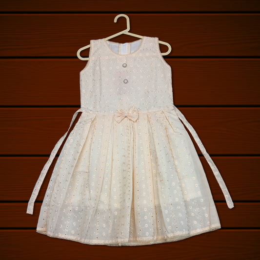 pariari girls Charming Elegant Cream with Embroidered Girls Dress