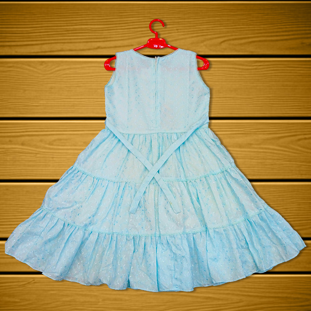pariari girls Light Blue Sleeveless Tiered Dress for Girls