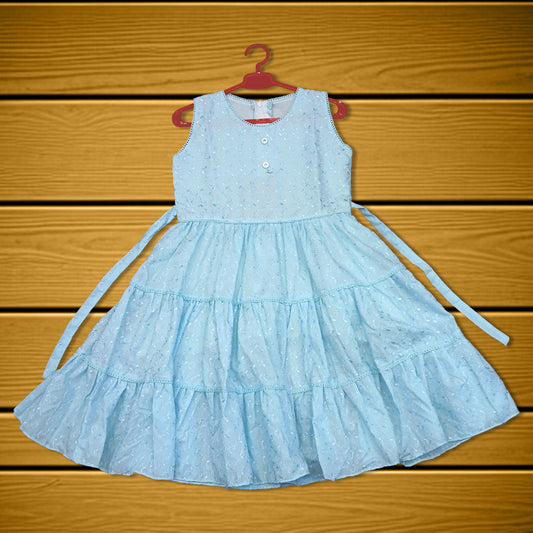 pariari girls Light Blue Sleeveless Tiered Dress for Girls