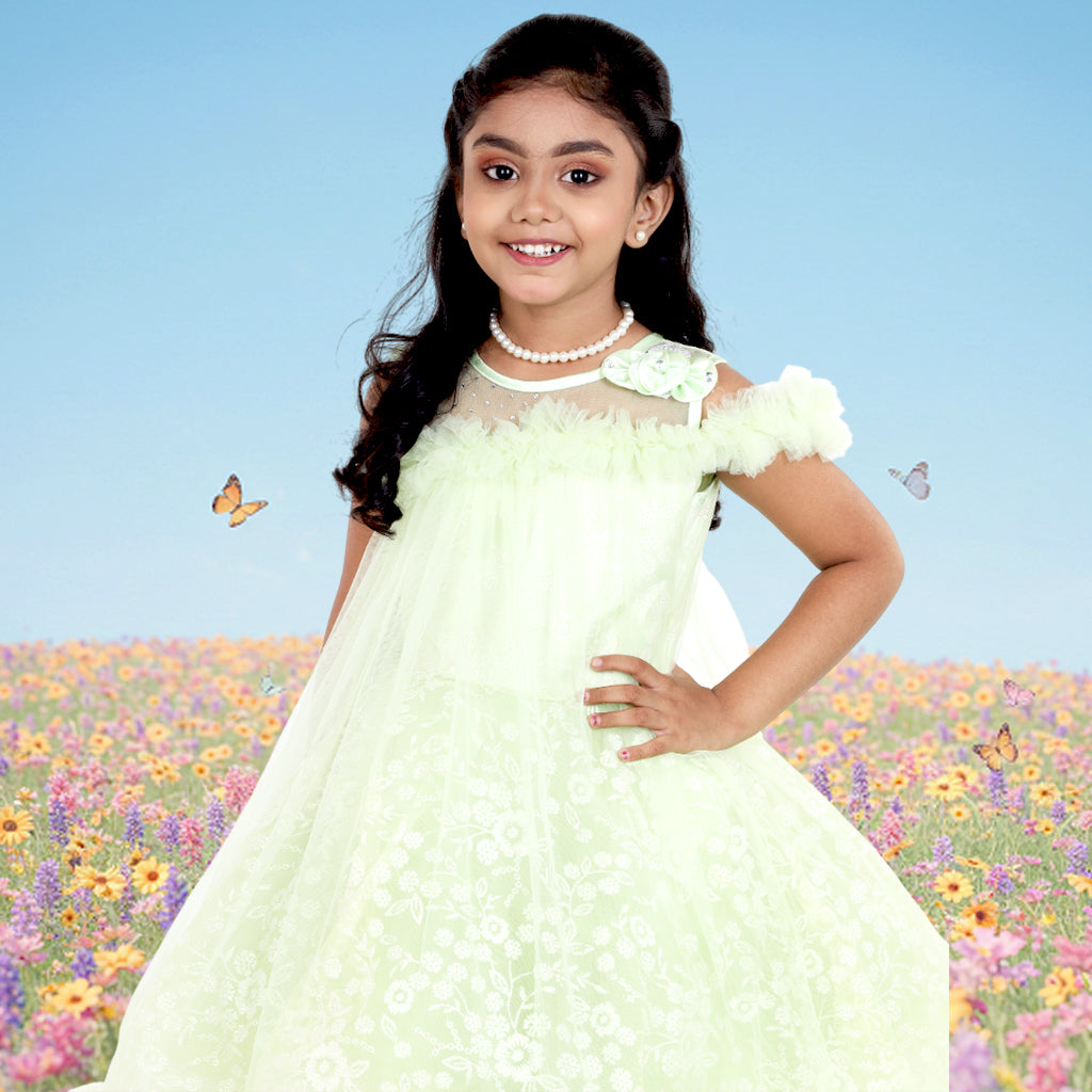 pariari girls polyester flared party dress