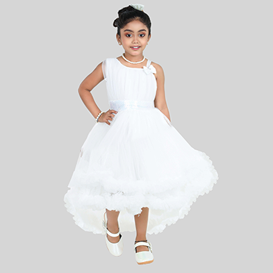 Pariari Girls Polyester High Low Party Dress with bow