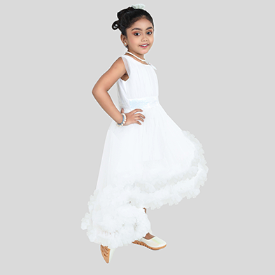 Pariari Girls Polyester High Low Party Dress with bow