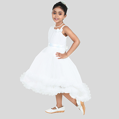 Pariari Girls Polyester High Low Party Dress with bow
