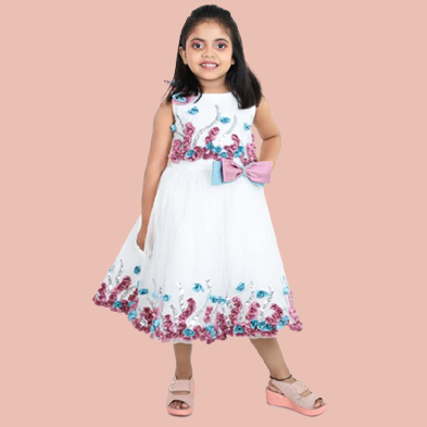 pariari girls sleevelss floral applique party dress