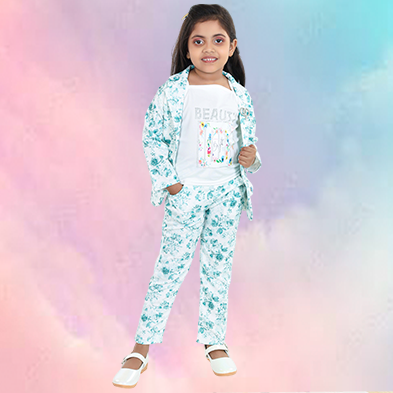 Pariari Girls 3 piece set of top, Jacket and Trouser