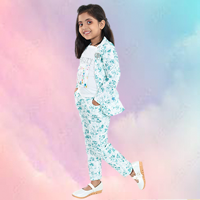 Pariari Girls 3 piece set of top, Jacket and Trouser