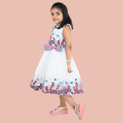 pariari girls sleevelss floral applique party dress