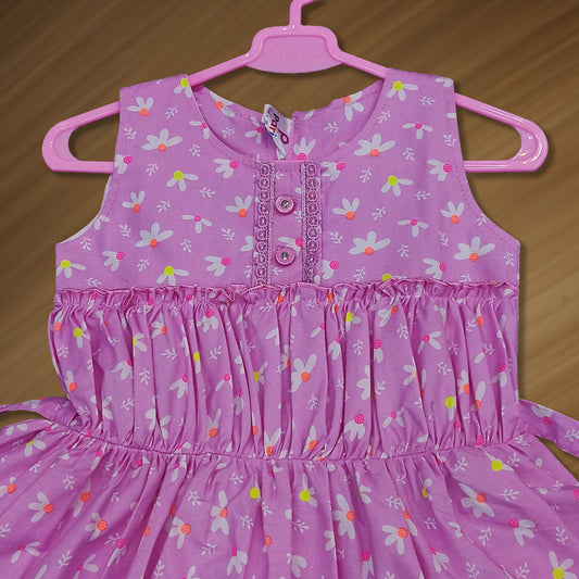 pariari Girls Purple Floral Printed Dress