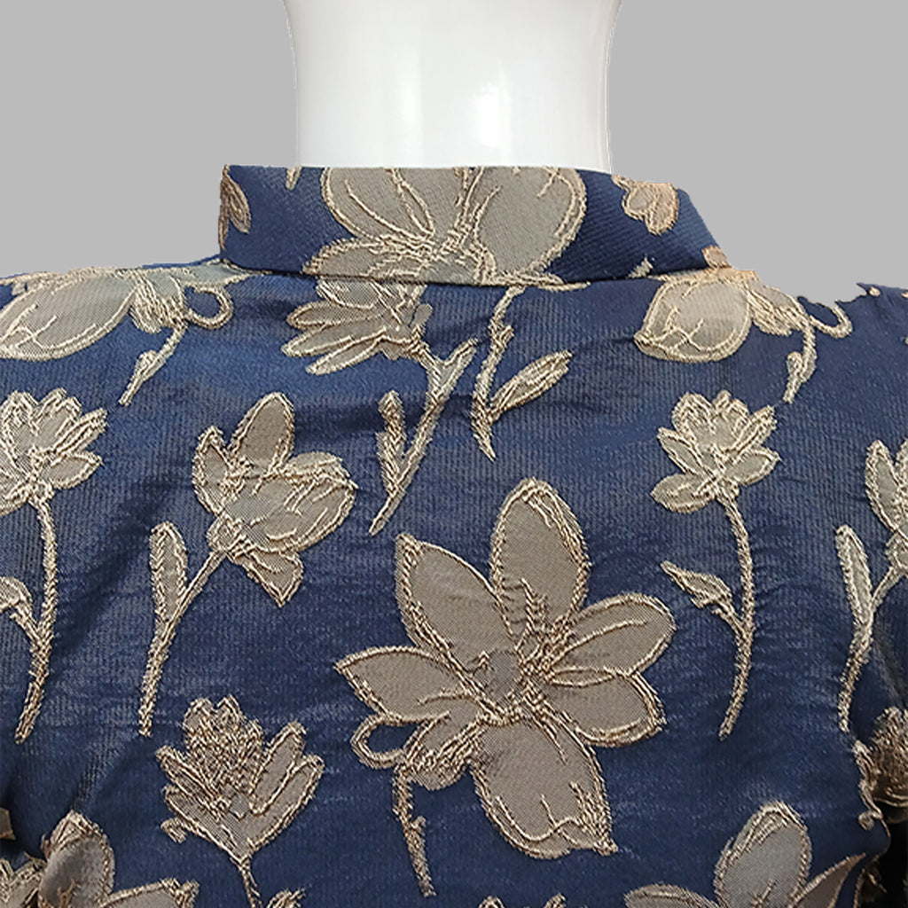 Pariari Boys Royal Blue Floral Embroidered Blazer Suit Set