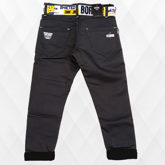 Pariari Stylish Boys Grey Slim-Fit Jeans with Trendy Belt