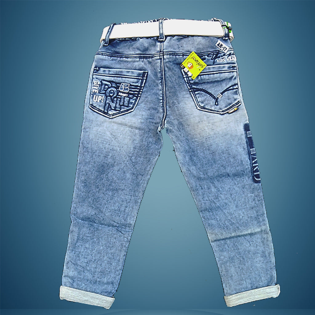Pariari Boys Light Blue Distressed Denim Jeans with White Belt