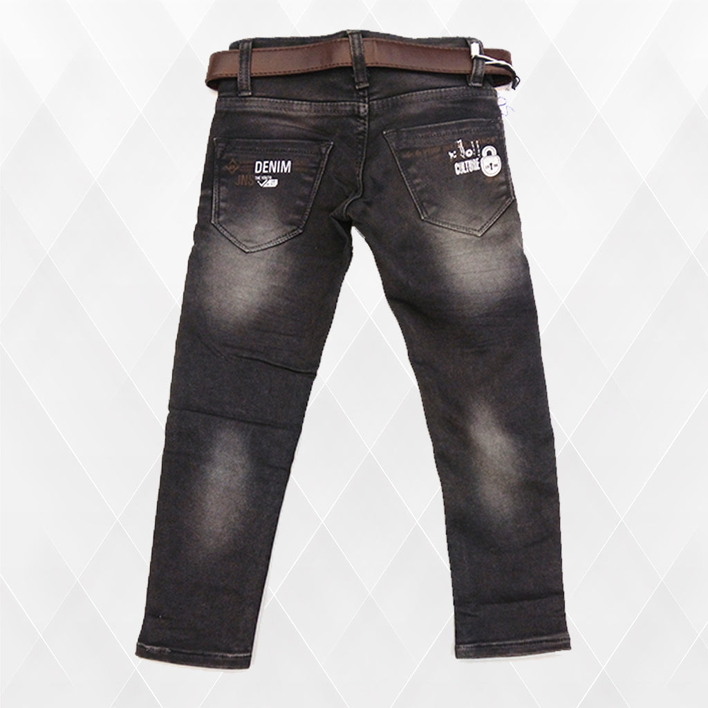 Pariari Boys Stylish Slim-Fit Denim Jeans with Belt & Trendy Patches