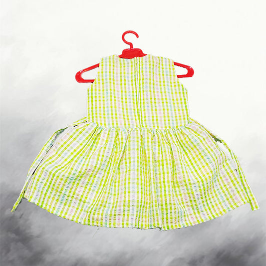 Pariari Girls Green and White Gingham Suspender Dress for Girls