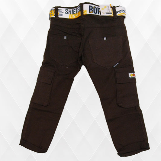 Pariari Boys Brown Cargo Jeans with Belt