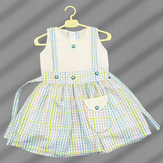 Pariari Girls Pastel Gingham Suspender Frock
