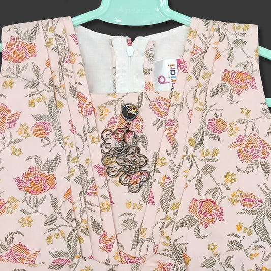 Pariari Girls Floral Printed Sleeveless Dress for Girls