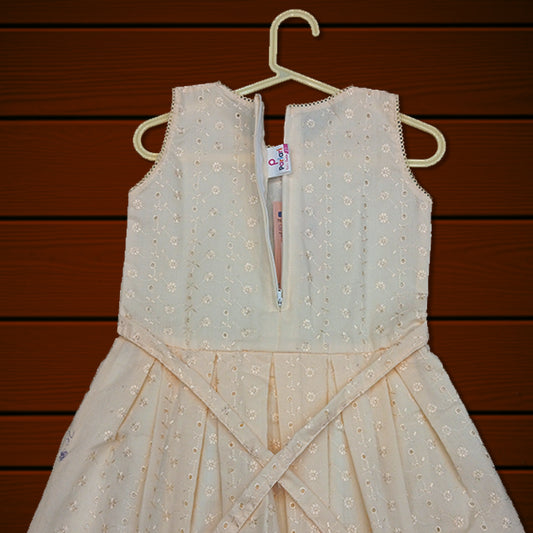 pariari girls Charming Elegant Cream with Embroidered Girls Dress