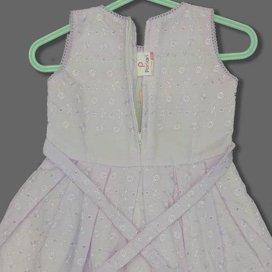 pariari girls Lilac Eyelet Embroidered Dress