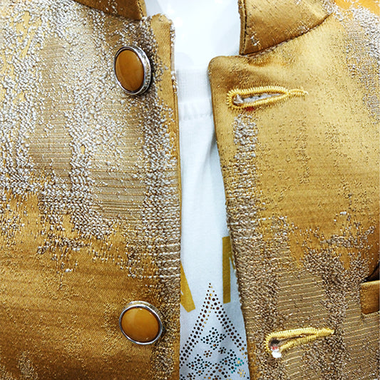 Pariari Boys Golden Blazer Suit Set