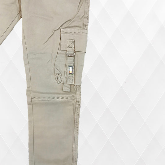 Pariari Boys Khaki Cargo Pants with Stylish Belt