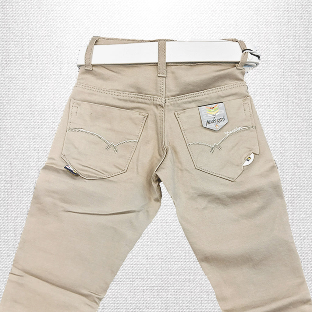 Pariari Boys Fashionable Khaki Pants with White Belt