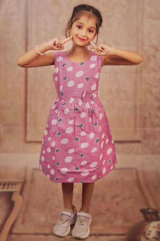 Pariari Girls Sleeveless Purple Candy Hearts Frock