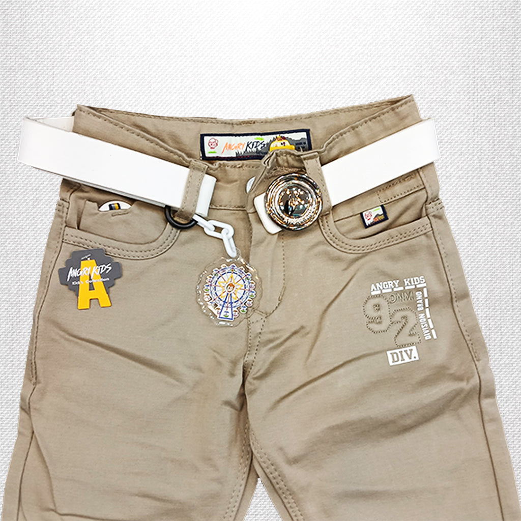 Pariari Boys Fashionable Khaki Pants with White Belt