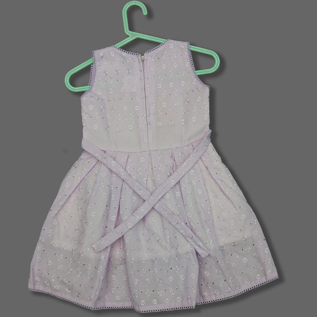 pariari girls Lilac Eyelet Embroidered Dress