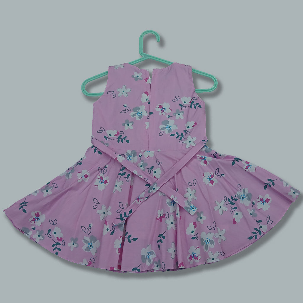 pariari Girls Pink Floral Sleeveless Dress for Girls