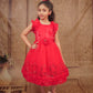 Pariari Girls Red Rose Floral Party Frock