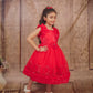 Pariari Girls Red Rose Floral Party Frock