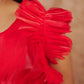 Pariari Girls Red Rose Floral Party Frock