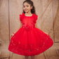 Pariari Girls Red Rose Floral Party Frock